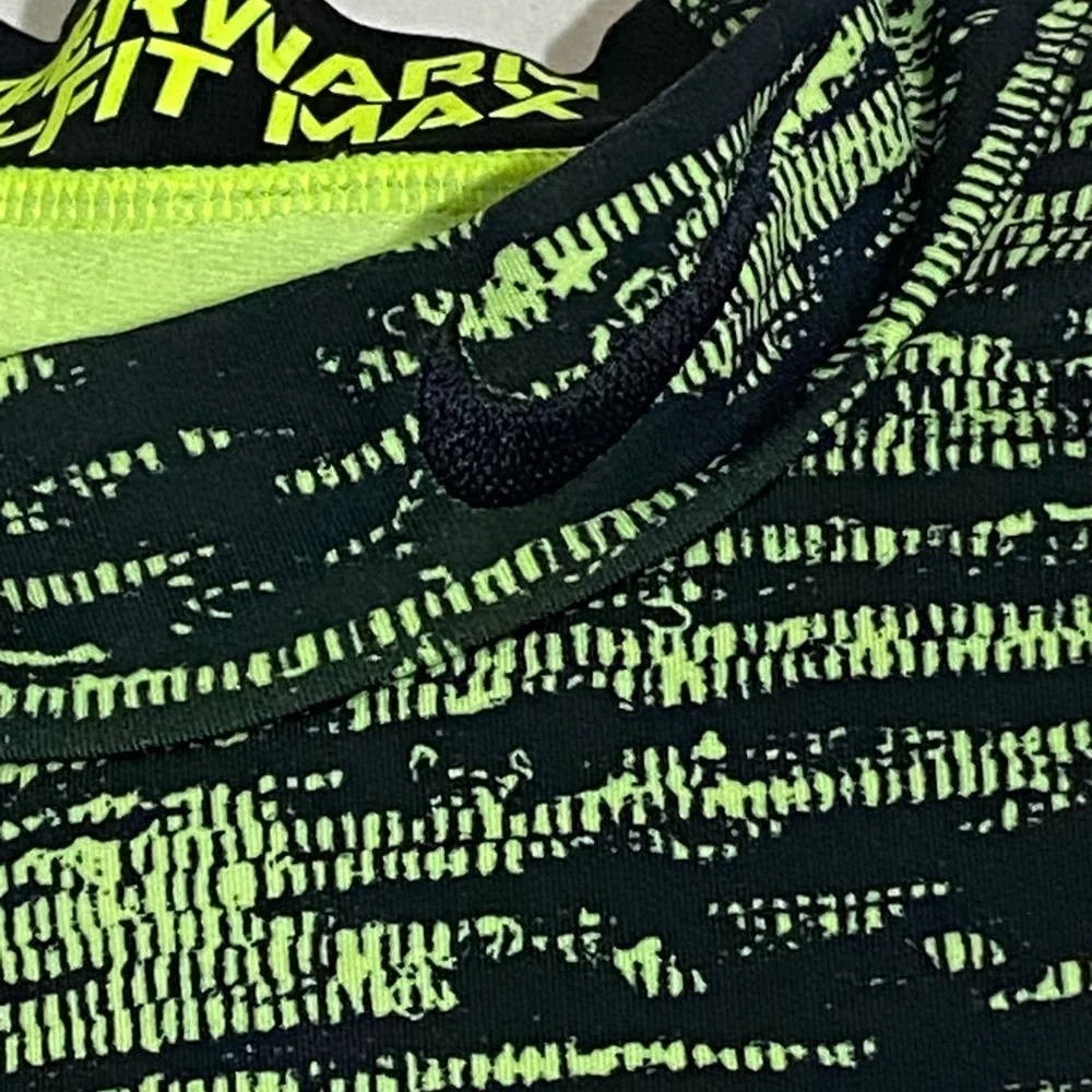 Nike Men Pro Combat Fitted Neon Green and‎ Black Dri-FIT Training Top Size L